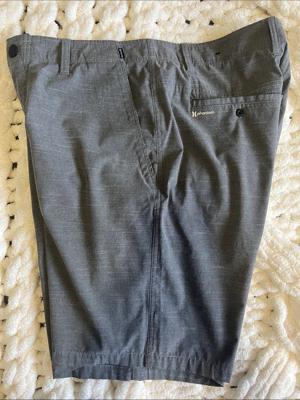 Hurley Men's Heather Charcoal Flat-Front Shorts - Picture 3 of 4